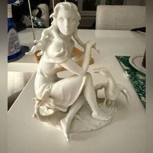 Kaiser West Germany White Bisque Porcelain Girl With Goose Signed